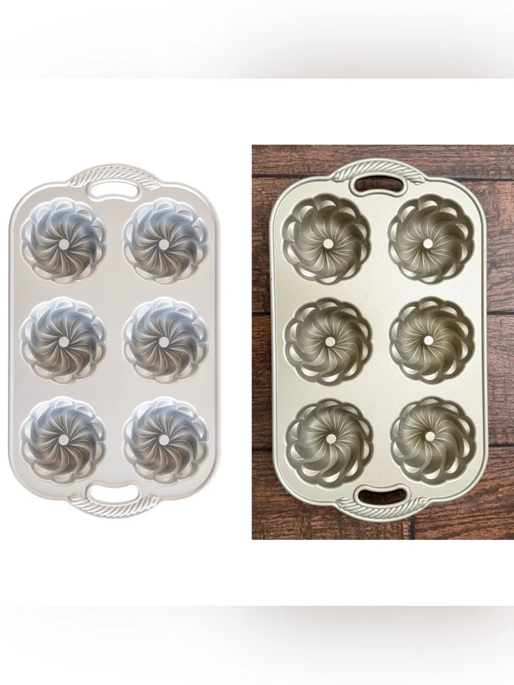Nordic Ware Pirouette 6 Cavity Bundtlette, 3.75 Cup Capacity
